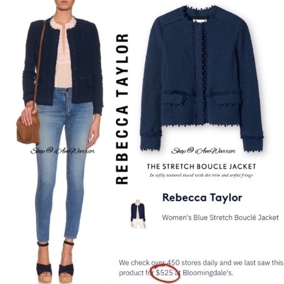 Rebecca Taylor navy blue stretch boucle jacket *shop@iamwarrior - Picture 10 of 16